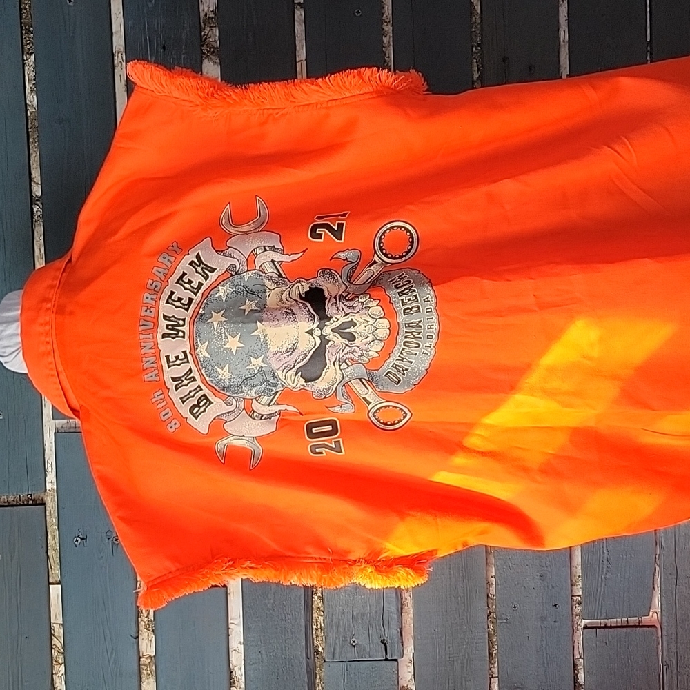Bikers Pride XL cut-off buttonup orange